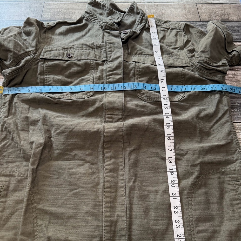 Duluth Trading Canvas Shirt Dress Women’s L Green Heavyweight 100% Cotton - Picture 3 of 8